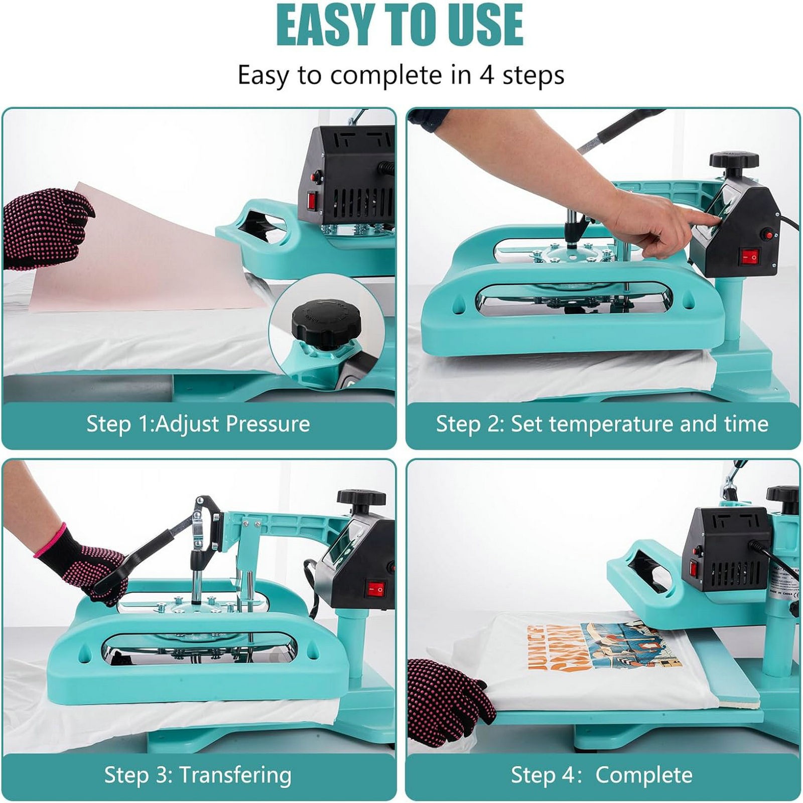 Combo 8 IN 1 T-Shirt Heat Press Transfer Machine 15″x15″ Sublimation Swing Away