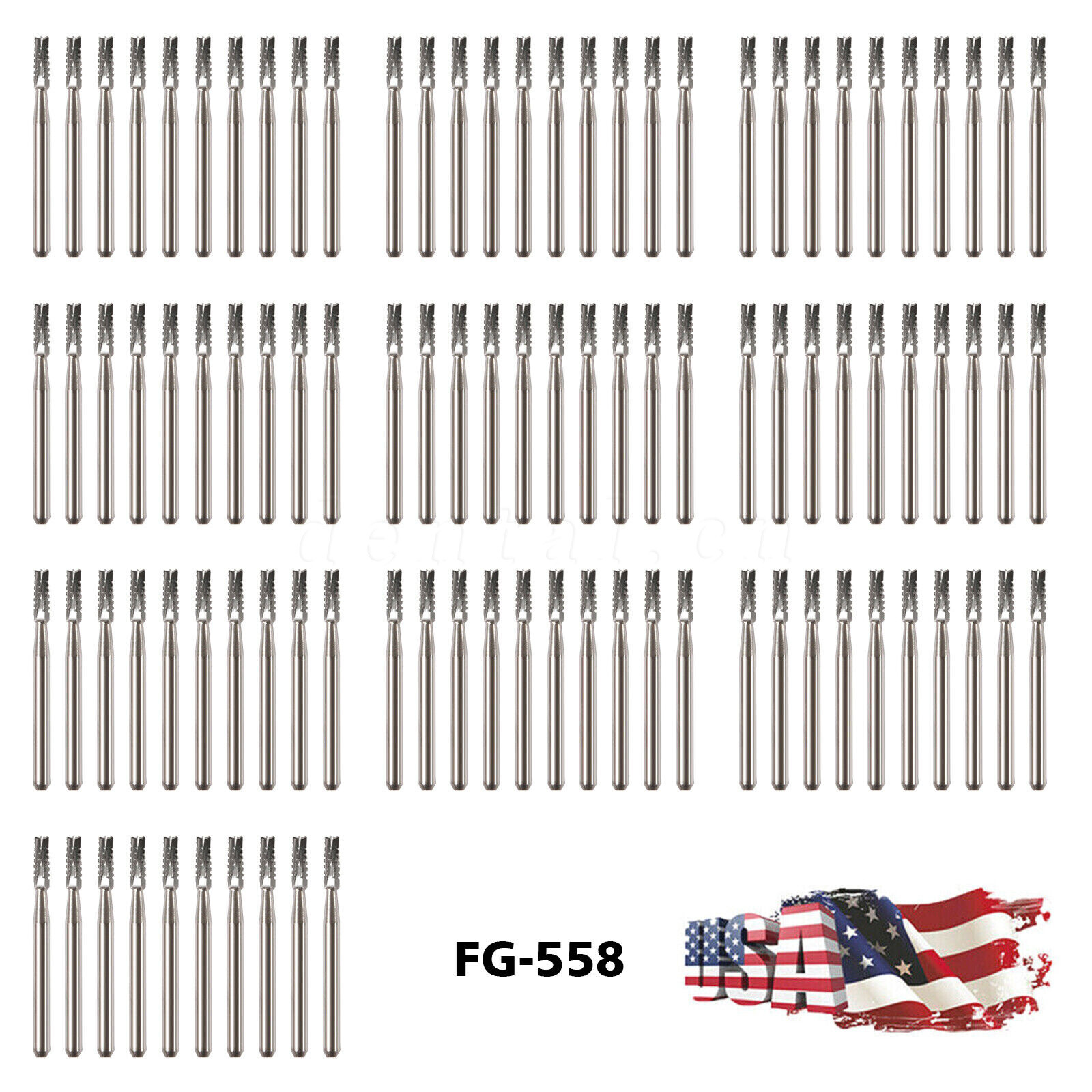 Dental Carbide Burs Tungsten Steel Bur FG 558 Pear for High Speed Handpiece