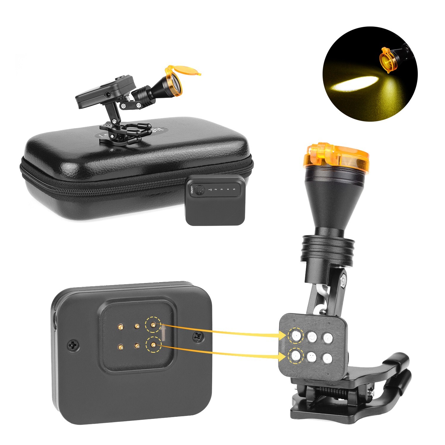 Dental 5W LED Wireless Head Light with 2 Batteries Optical Filter for Glasses US