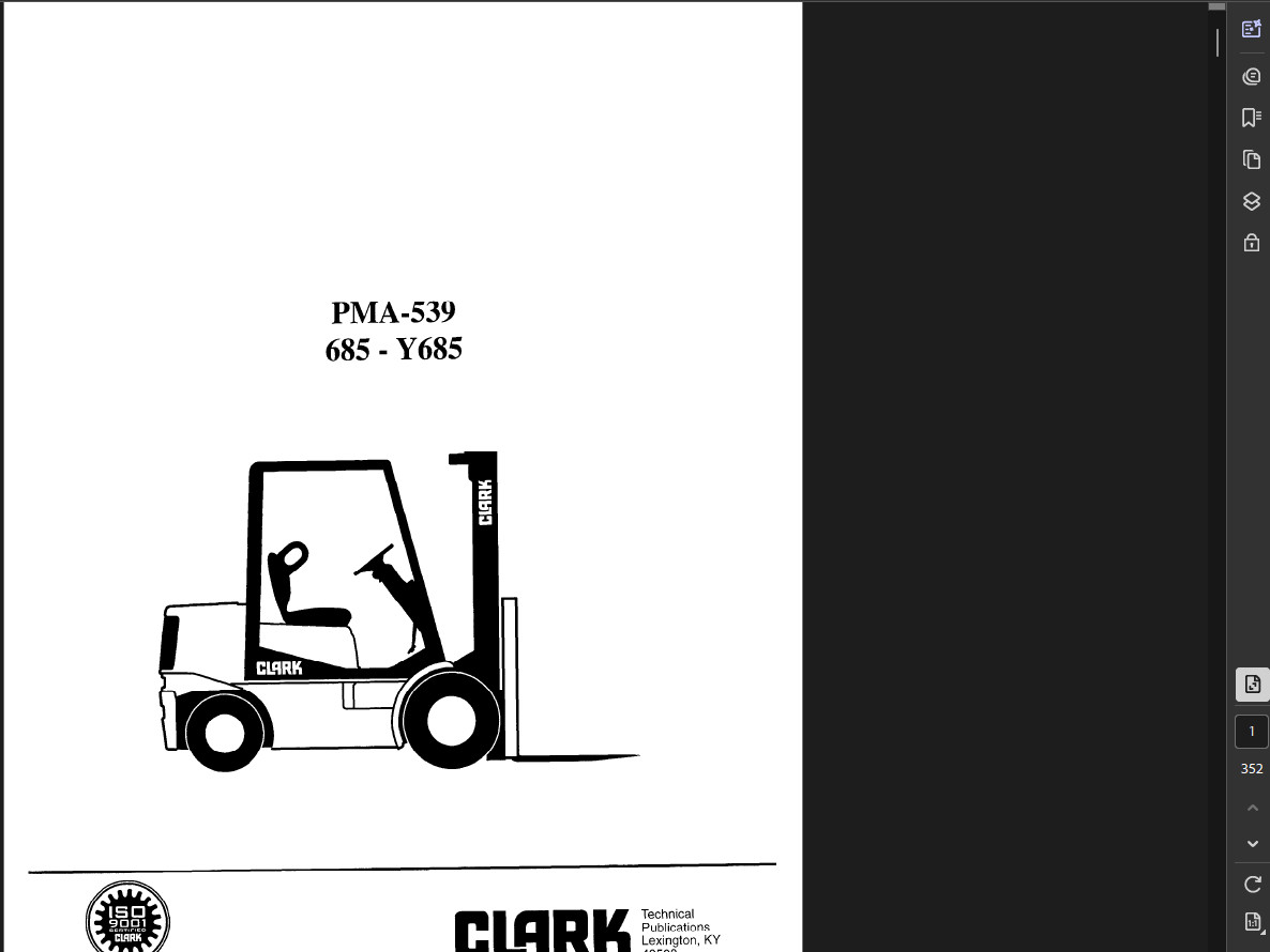 CLARK C500 Y70 FORKLIFT OPERATORS SERVICE REPAIR SHOP MANUAL PDF USB