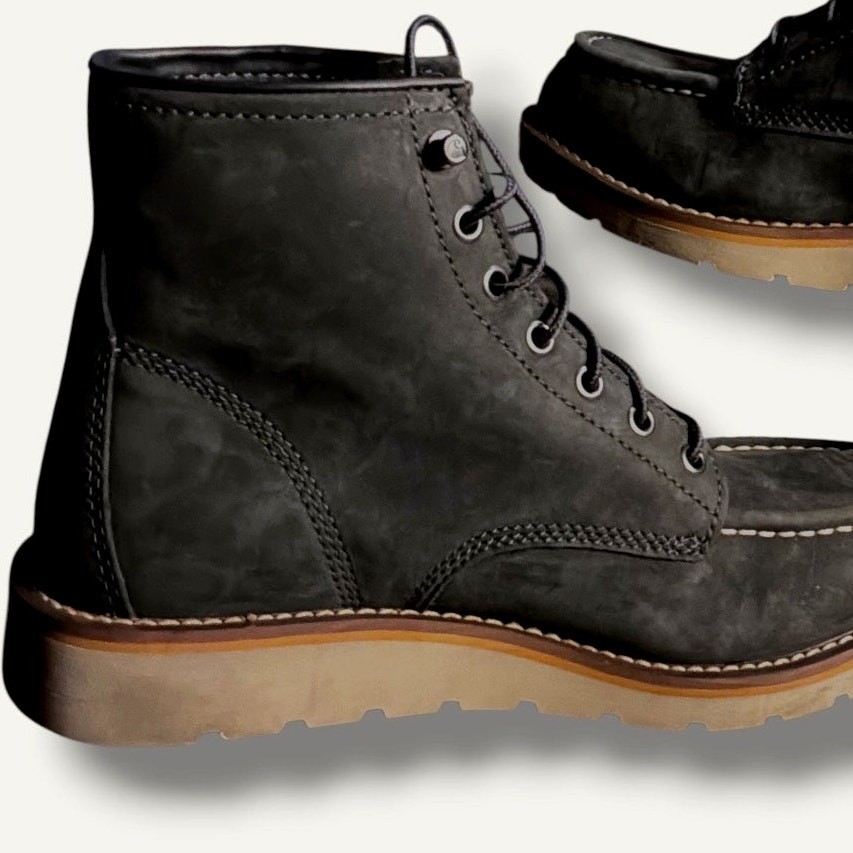Women’s 8M Carhartt 6″ Soft Moc Toe Wedge Boot, Dark Grey Leather Safety Boots