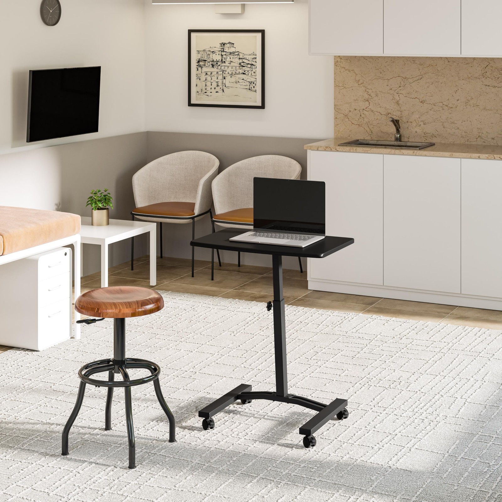 Seville Classics Airlift Mobile Height Adjustable Laptop Stand Computer
