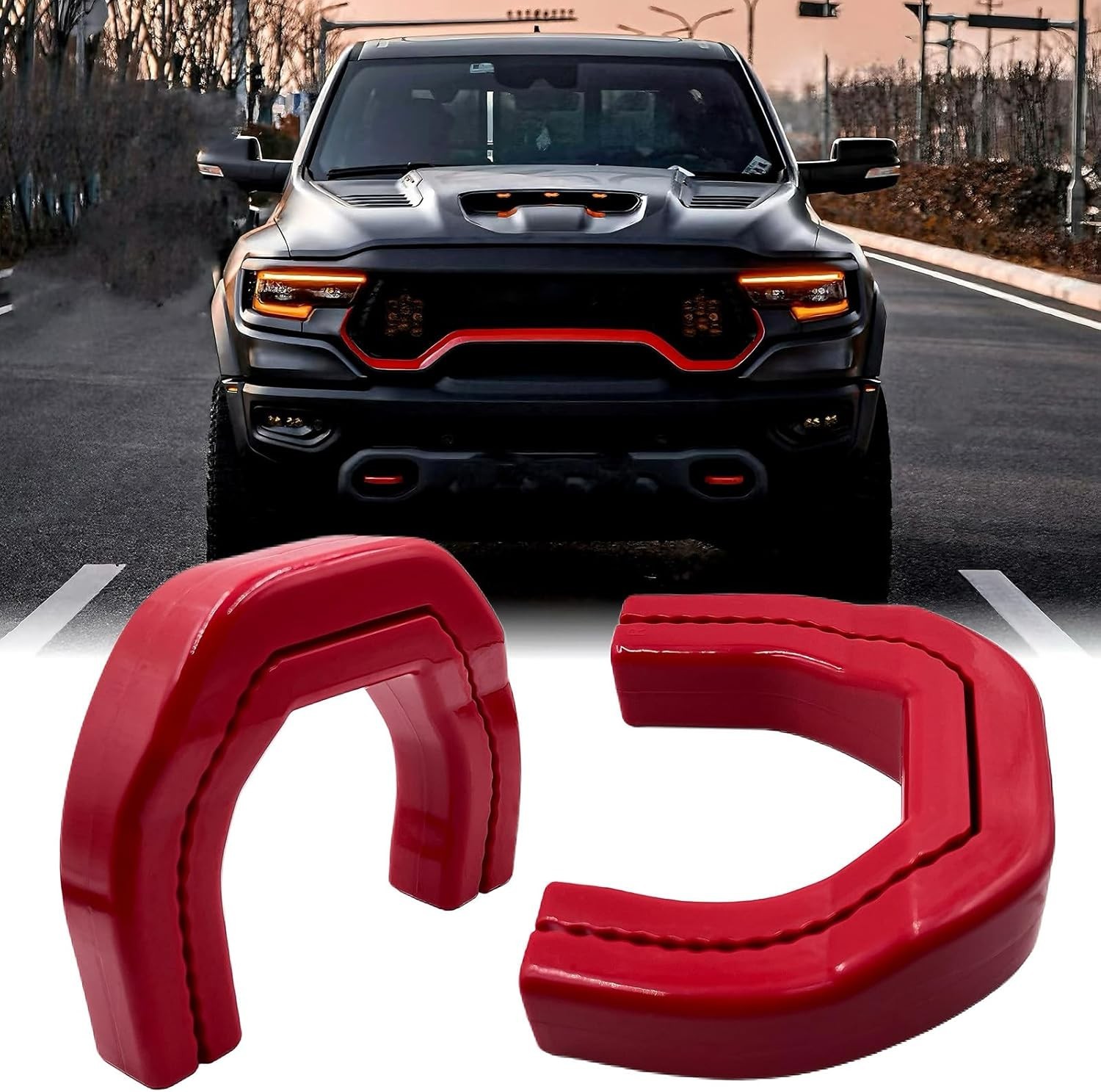 Custom Tow Hook Covers Compatible with 2019-2025 RAM 1500 for ram 1500, RED