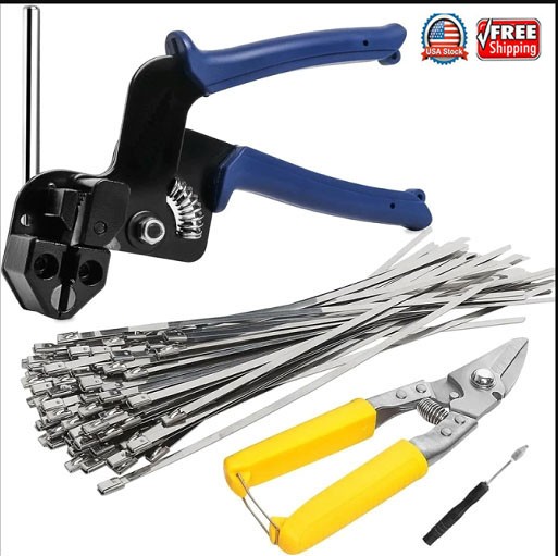USA Stainless Steel Cable Tie Gun Set – Heavy Duty Metal Zip Tie Tool Kit