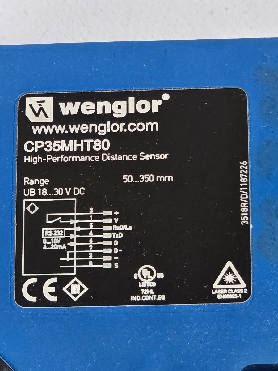 Wenglor CP35MHT80 Laser Distance Sensor 50 350mm RS232 0-10V 4-20mA