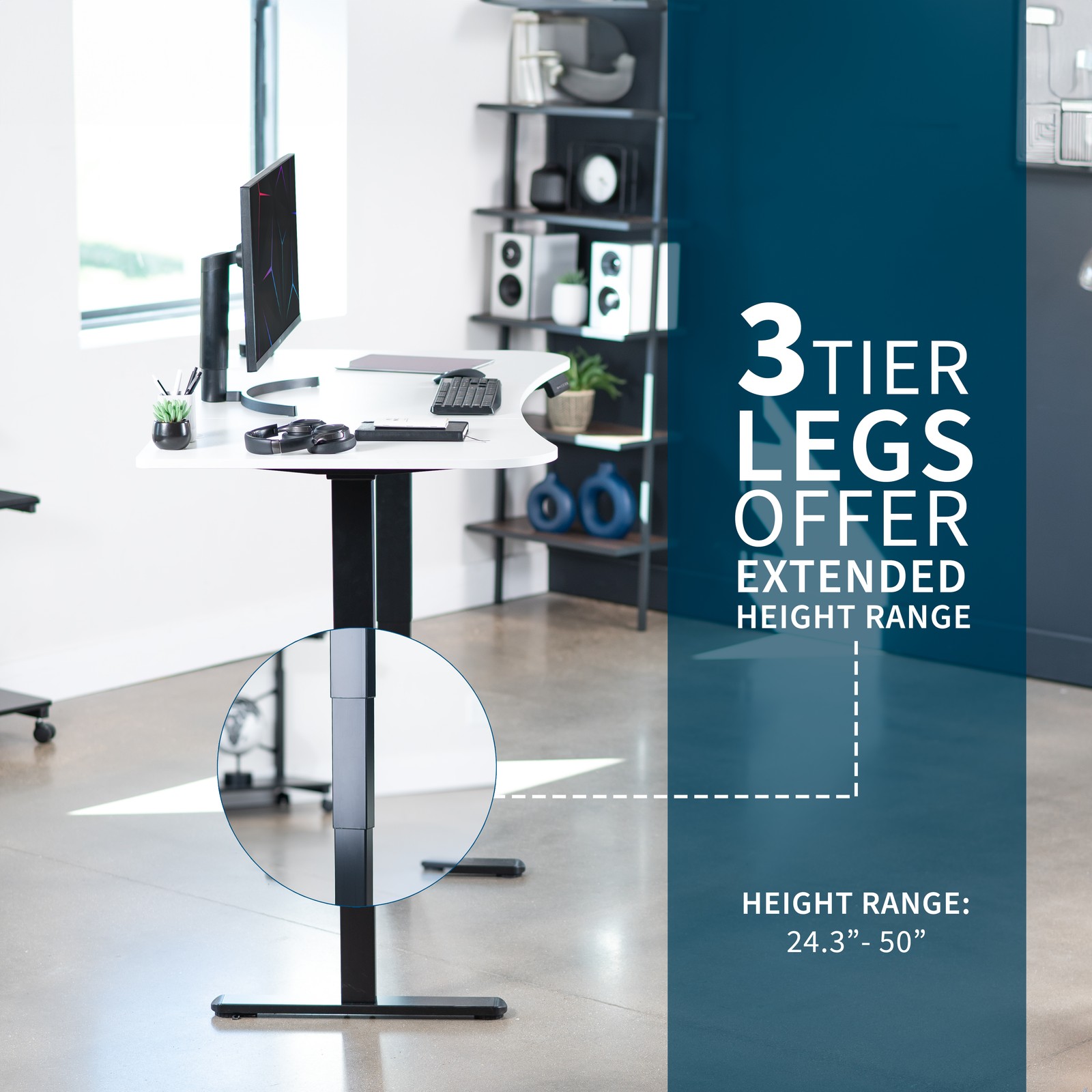 VIVO Electric 63″ x 32″ Stand Up Desk, White Table Top, Black Frame