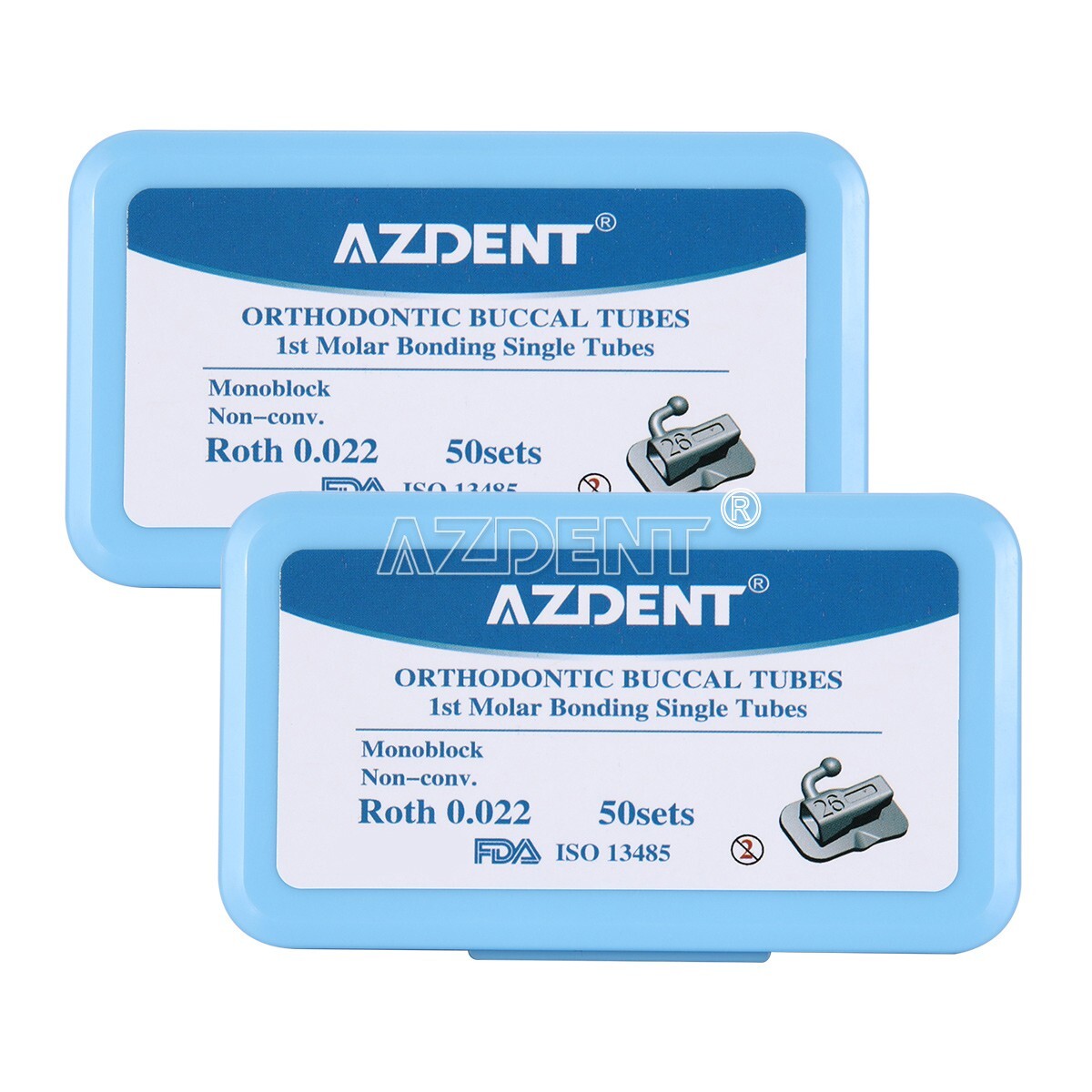 AZDENT Tubos bucales de ortodoncia dental 1er molar Bondable Roth 022 monobloque