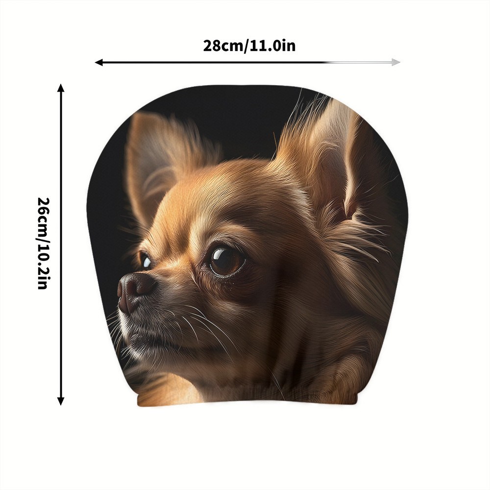 2pcs Cute Chihuahua Print Headrest Covers Interior Decor Accessory Personalize☋