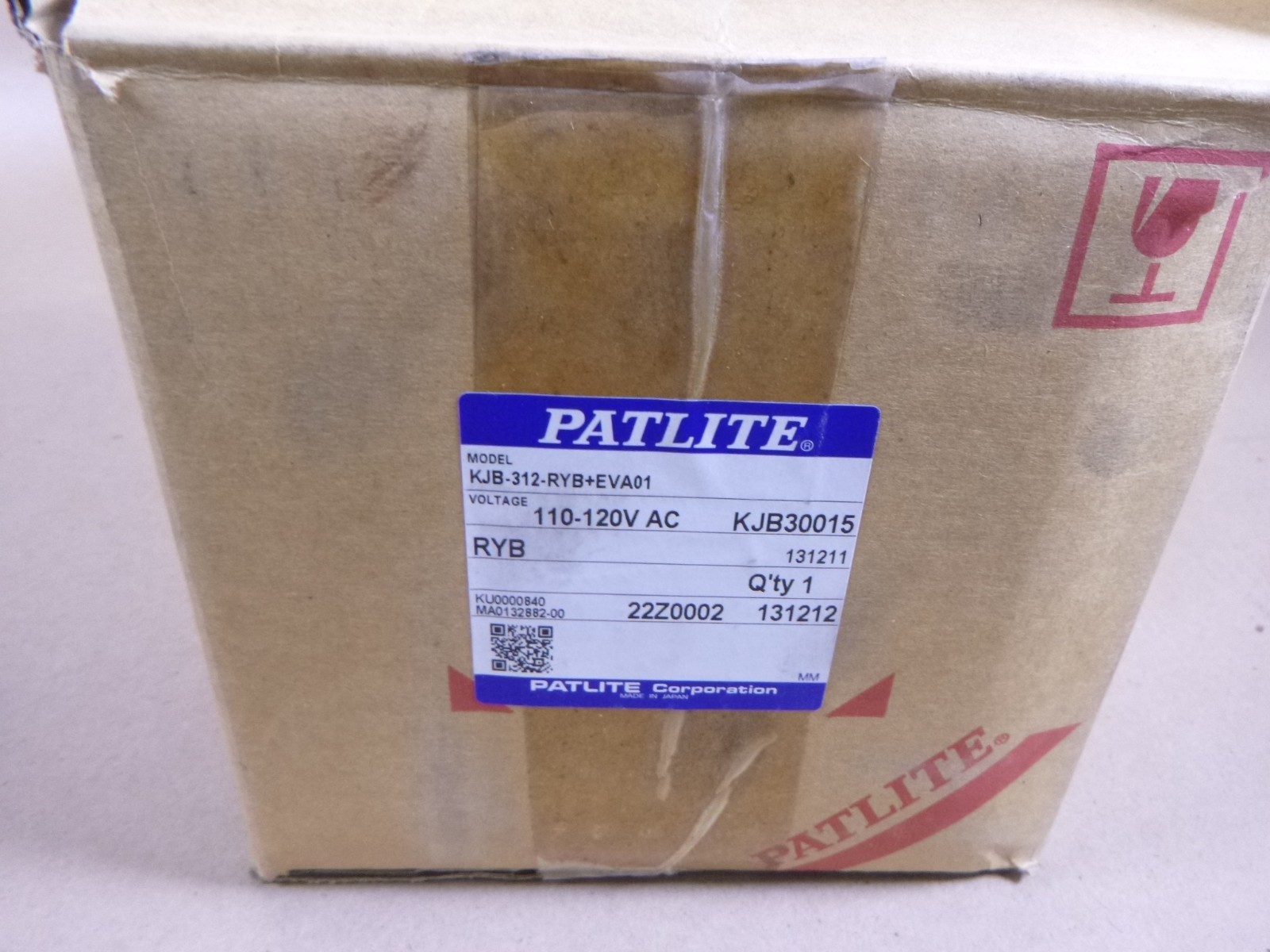 Patlite KJB-312 Signal Cube Tower 110-120V 15.4W , KJB-312-RYB+EVA01