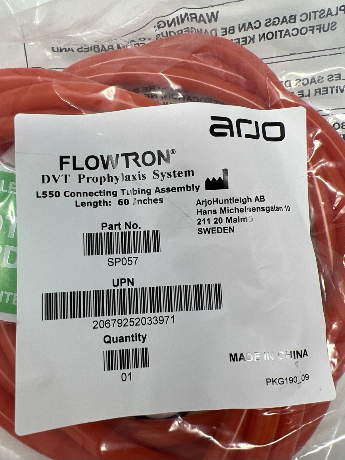NEW Arjo SP057 Flowtron L550 Connecting Tubing Assembly
