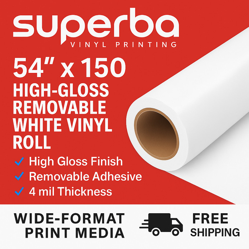 54″x150′ Glossy Removable Self-adhesive Printing Wall Decal Sticker Vinyl