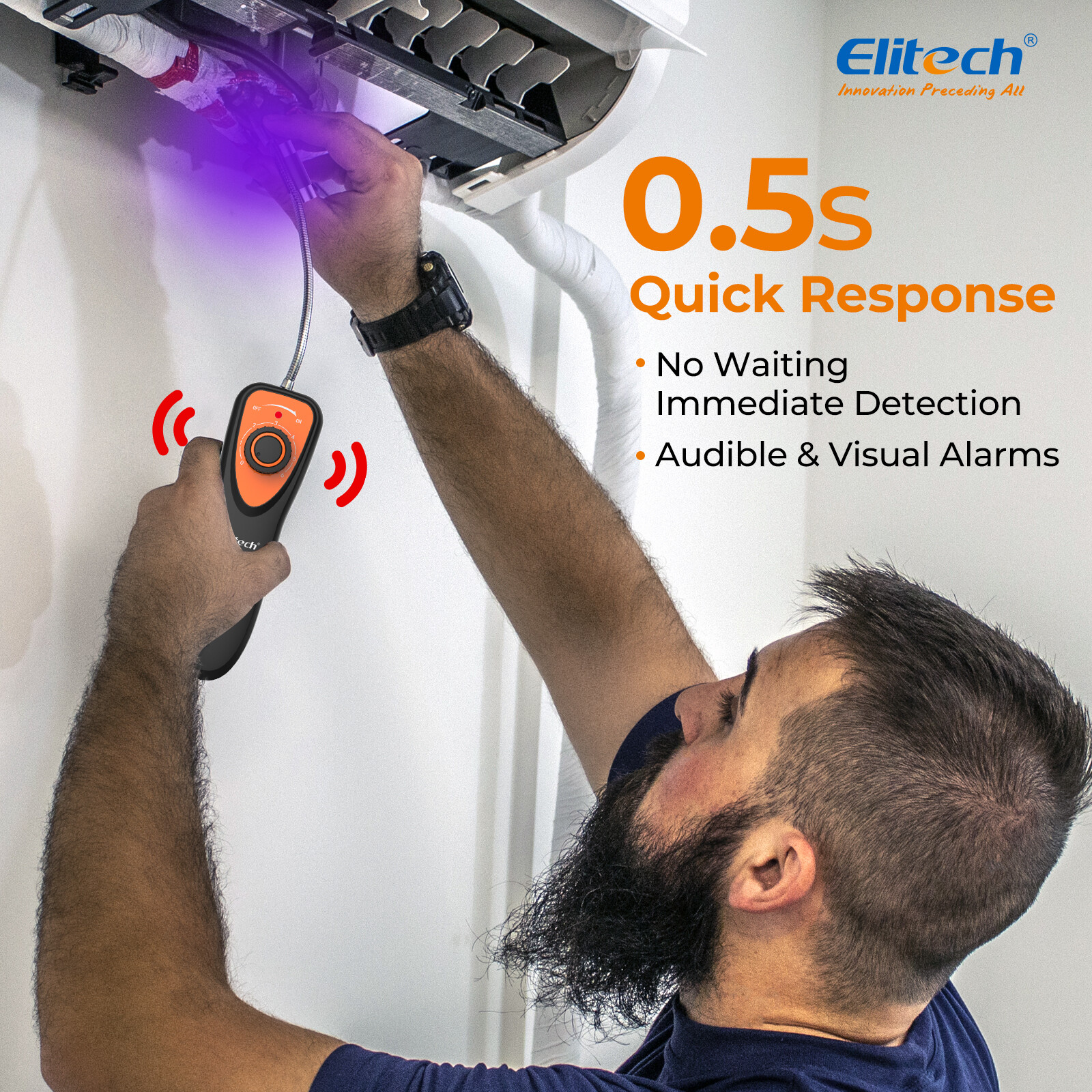 Elitech CLD-100 Freon Leak Detector Halogen Refrigerant Gas Detector w/UV Light
