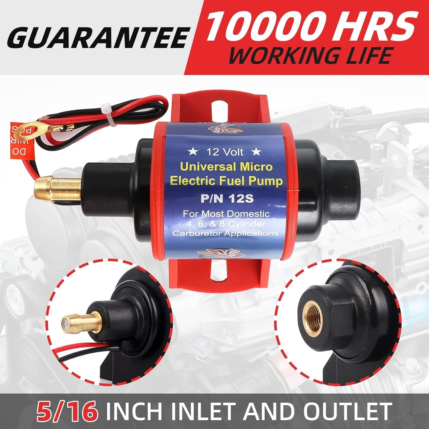 Micro Electric Gasoline Fuel Pump Universal 5/16 inch Inlet and Outlet 12V 1-2A