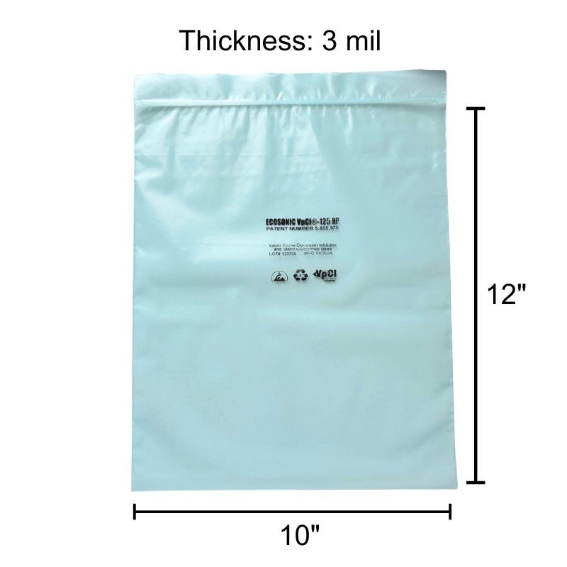 ESD Anti-Static Poly Bags with VCI Anti-Rust Protection (10×12 inches – 3 Mil)