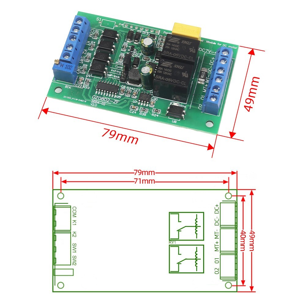 DC 6V 12V 24V Forward Reverse Motor Controller Relay Limit Switch Driver Module