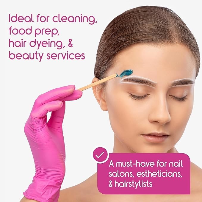 Rose Pink Nitrile Exam Gloves – Fast Ship – Powder & Latex Free (Medical Grade)