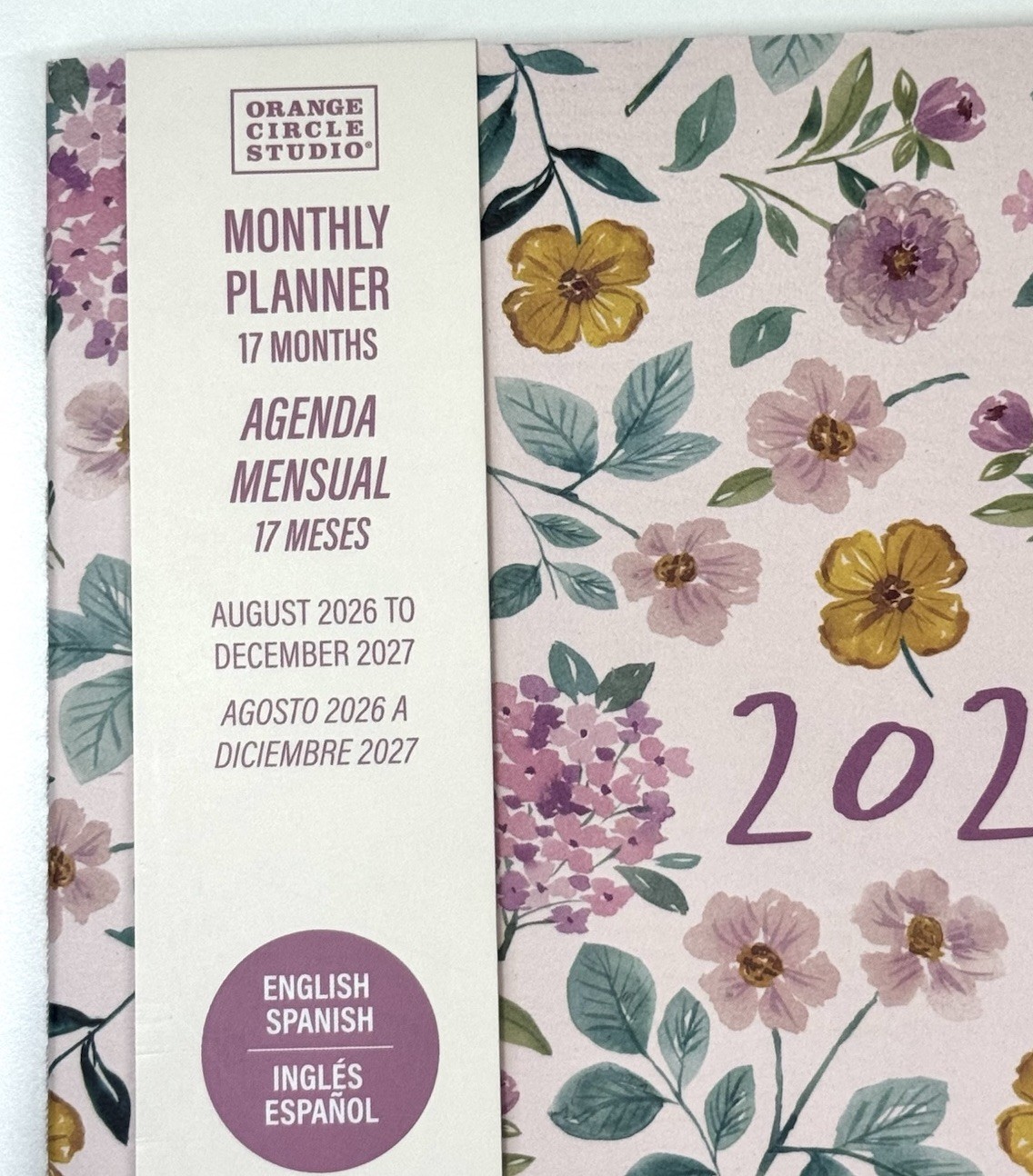 2027 Orange Circle Studio Monthly Planner 17 Month Pink FLORAL English & Spanish