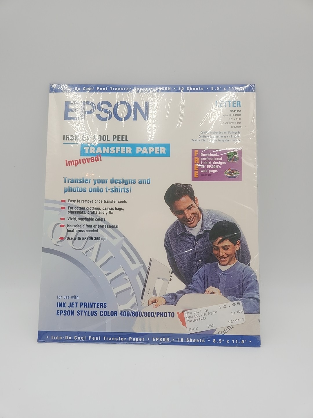 Epson Iron-on Cool Peel Transfer Paper, 8.50″ x 11″ – 10 Sheets – NIP