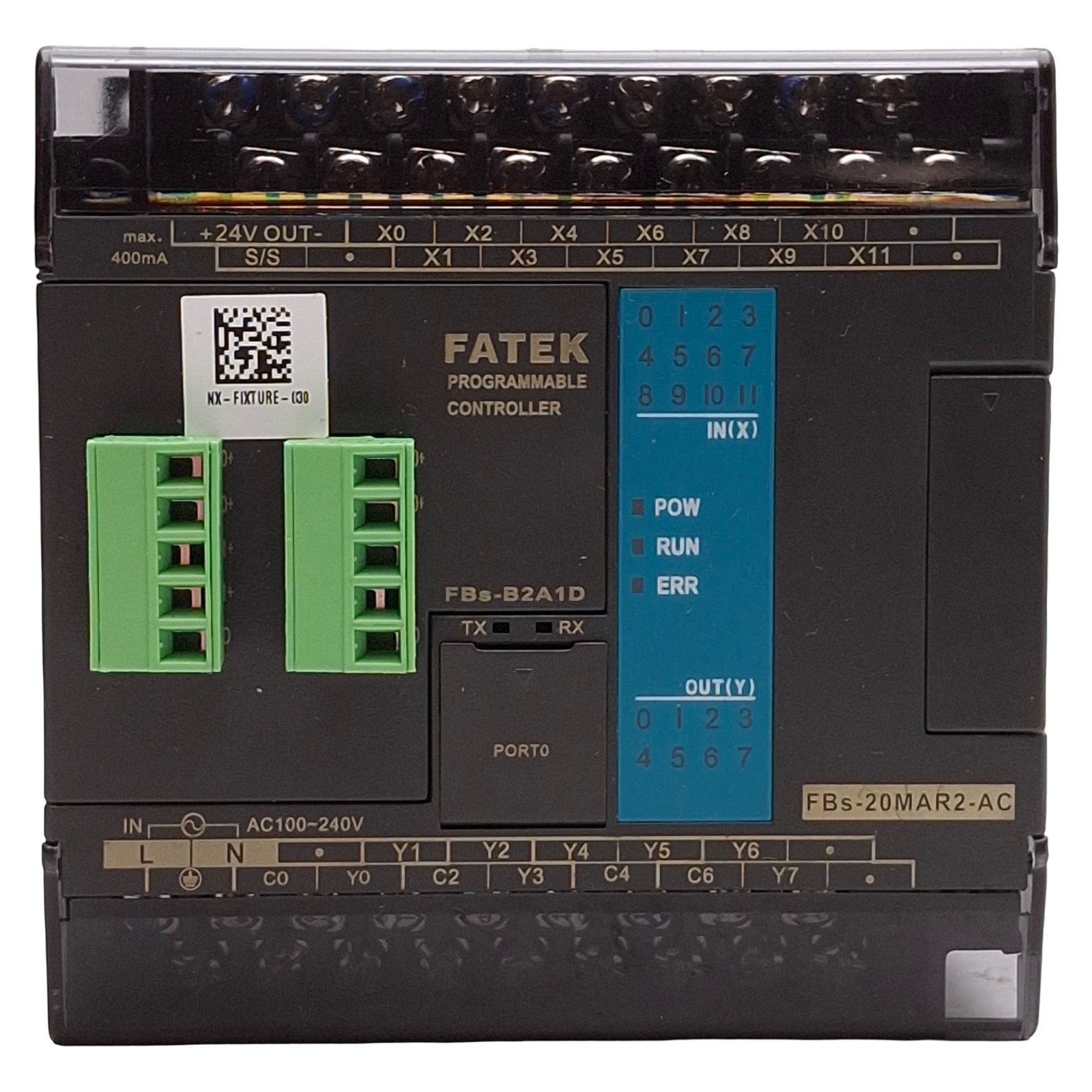 FATEK FBs-20MAR2-AC Programmable Controller, 12-Input, 8-Output, 100-240VAC