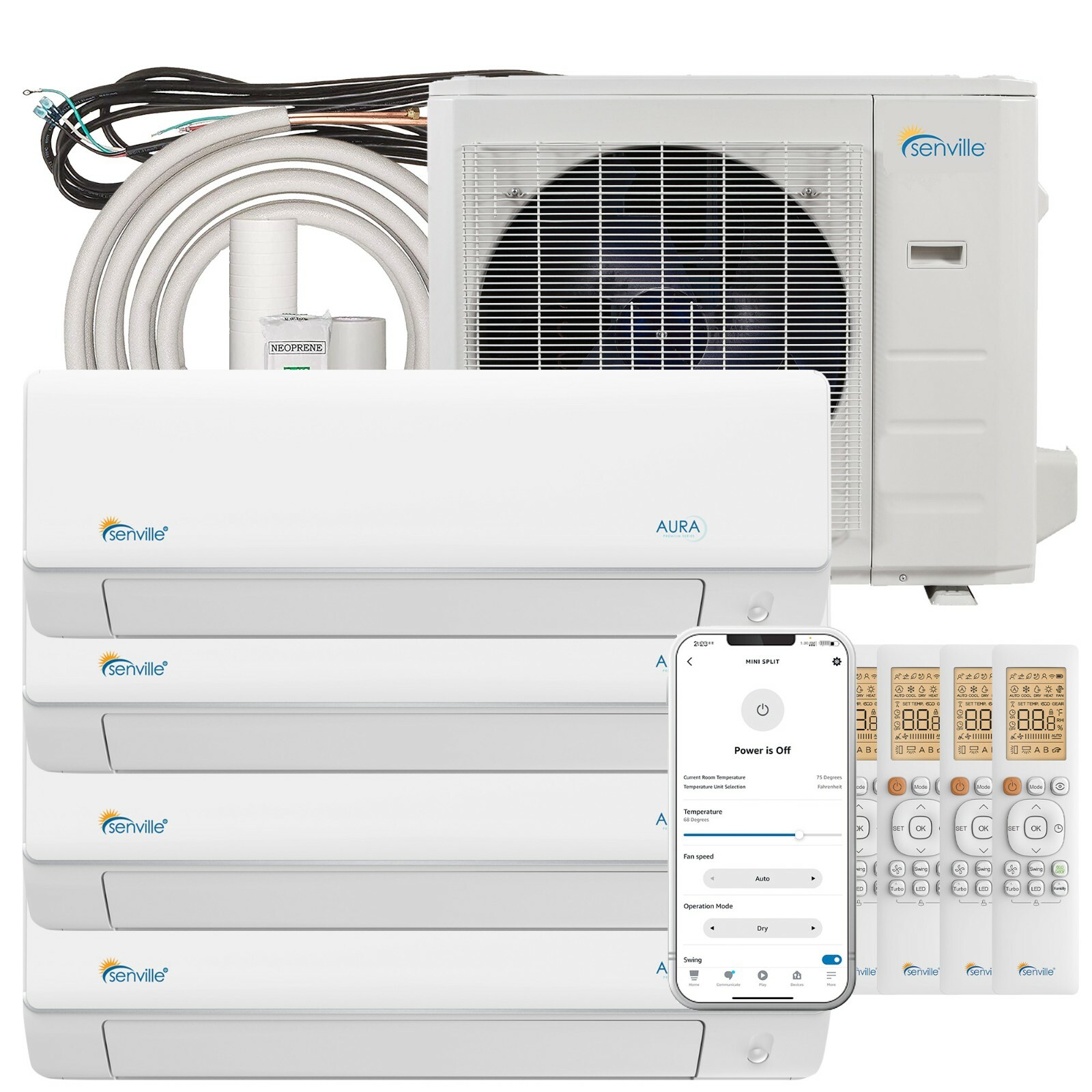 36000BTU Quad Zone Mini Split Air Conditioner & HeatPump – 4x9000BTU SEER2 23