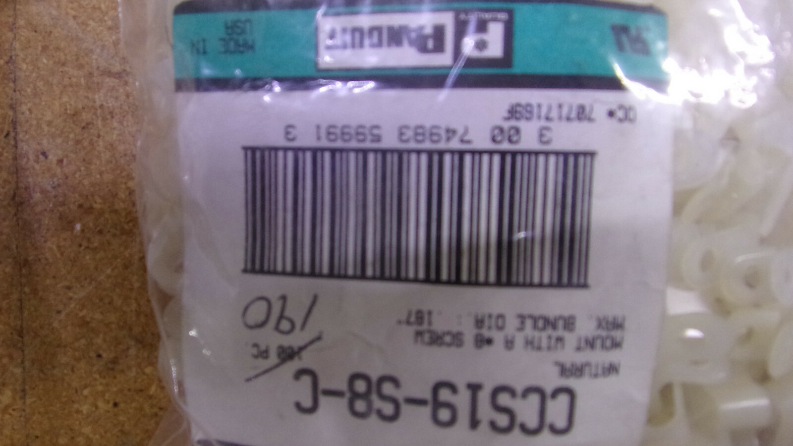 PANDUIT CABLE CLAMPS CCH100 & 50’S-S10-C, CCS19-S8-C, CCH75-S10-C, & CCS38-S8-C