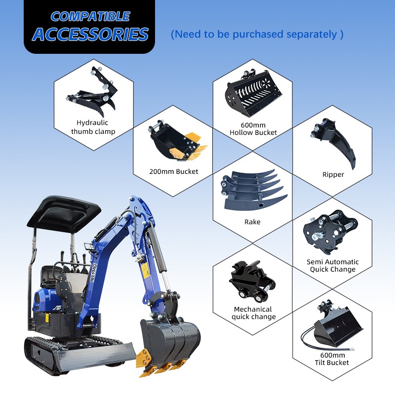 Free Ship Mini Excavator 1 Ton Digger 13.5hp Gas Tracked Crawler EPA Engine