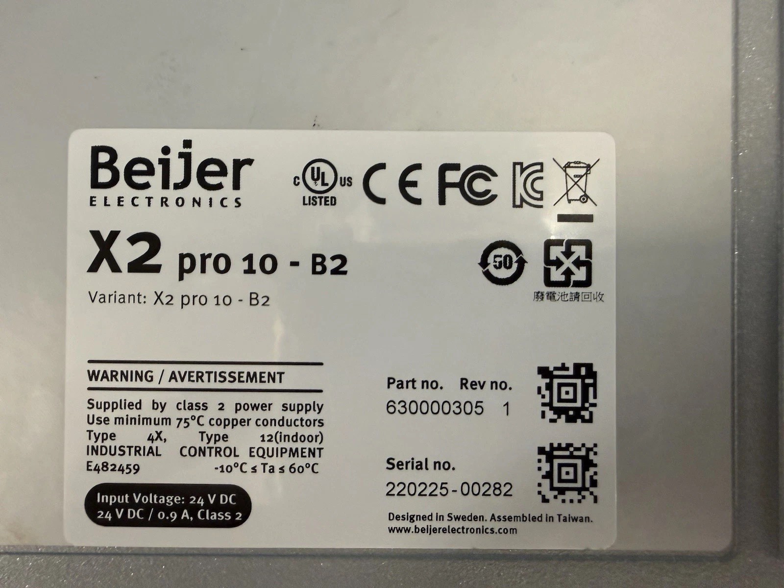 Beijer X2 pro 10-B2 HMI Touch Panel Operator Interface 630000305 24VDC Tested