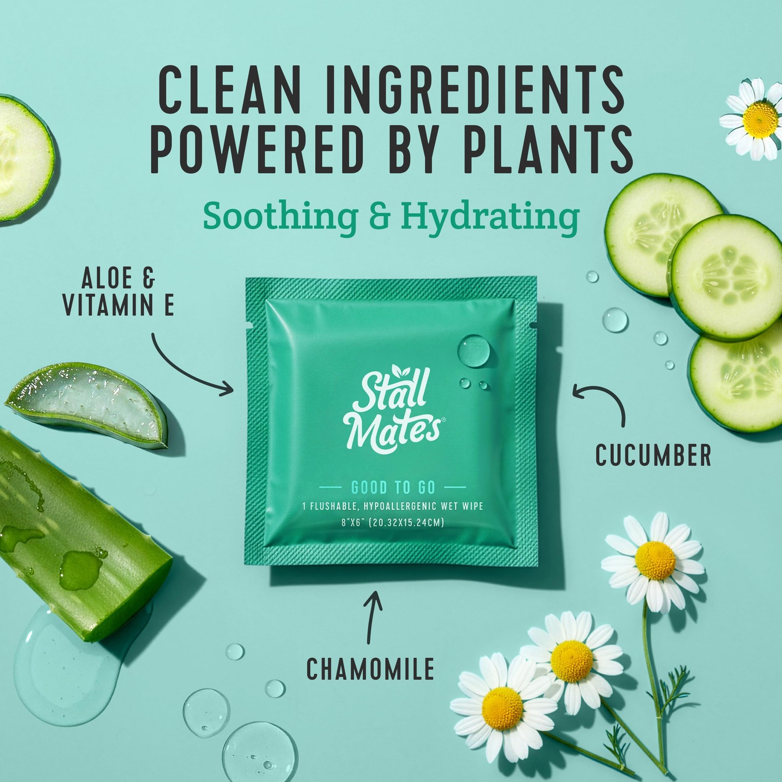 Flushable Wipes, Individually Wrapped, Travel Friendly, Unscented with Cucumber