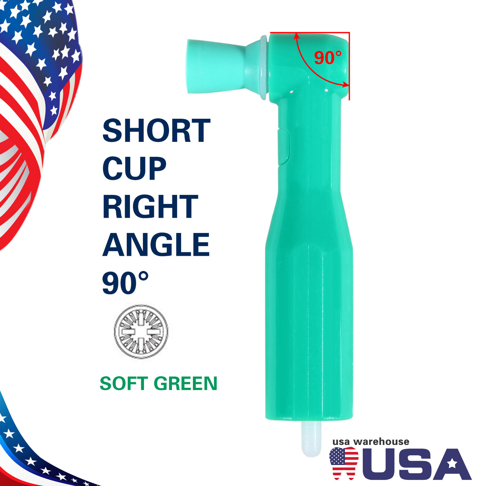 Dental Disposable Prophy Angles Soft Cup Latex Free Right Angle 90° Angle Green