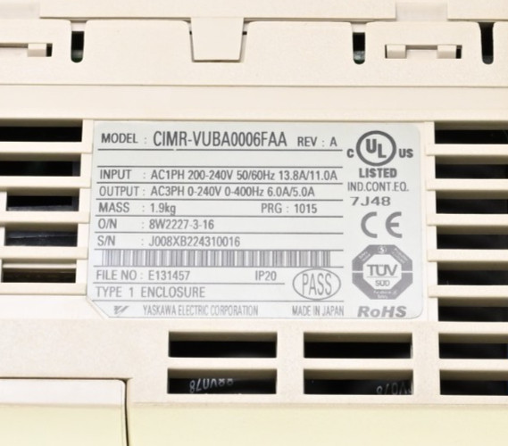 Yaskawa V1000 CIMR-VUBA0006EAA 240V AC Motor Drive, 3.3kW