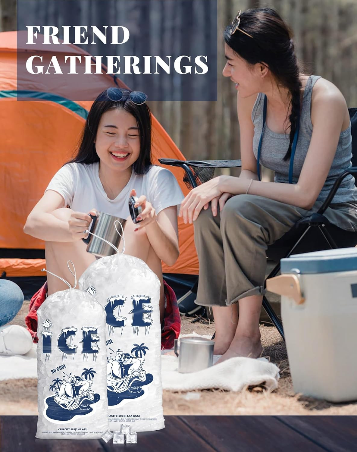 50 Pack Ice Bags 10 Lb, Heavy-Duty Ice Bags with Drawstring(2 Mils Thickness)