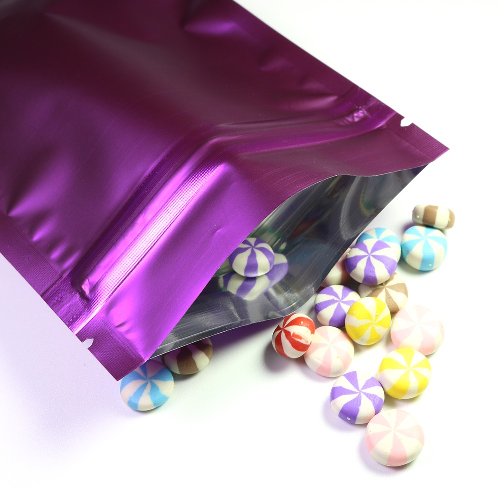 100/200/500 Matte Purple Mylar Foil Smell Proof Reclosable Zipper Seal Lock Bags