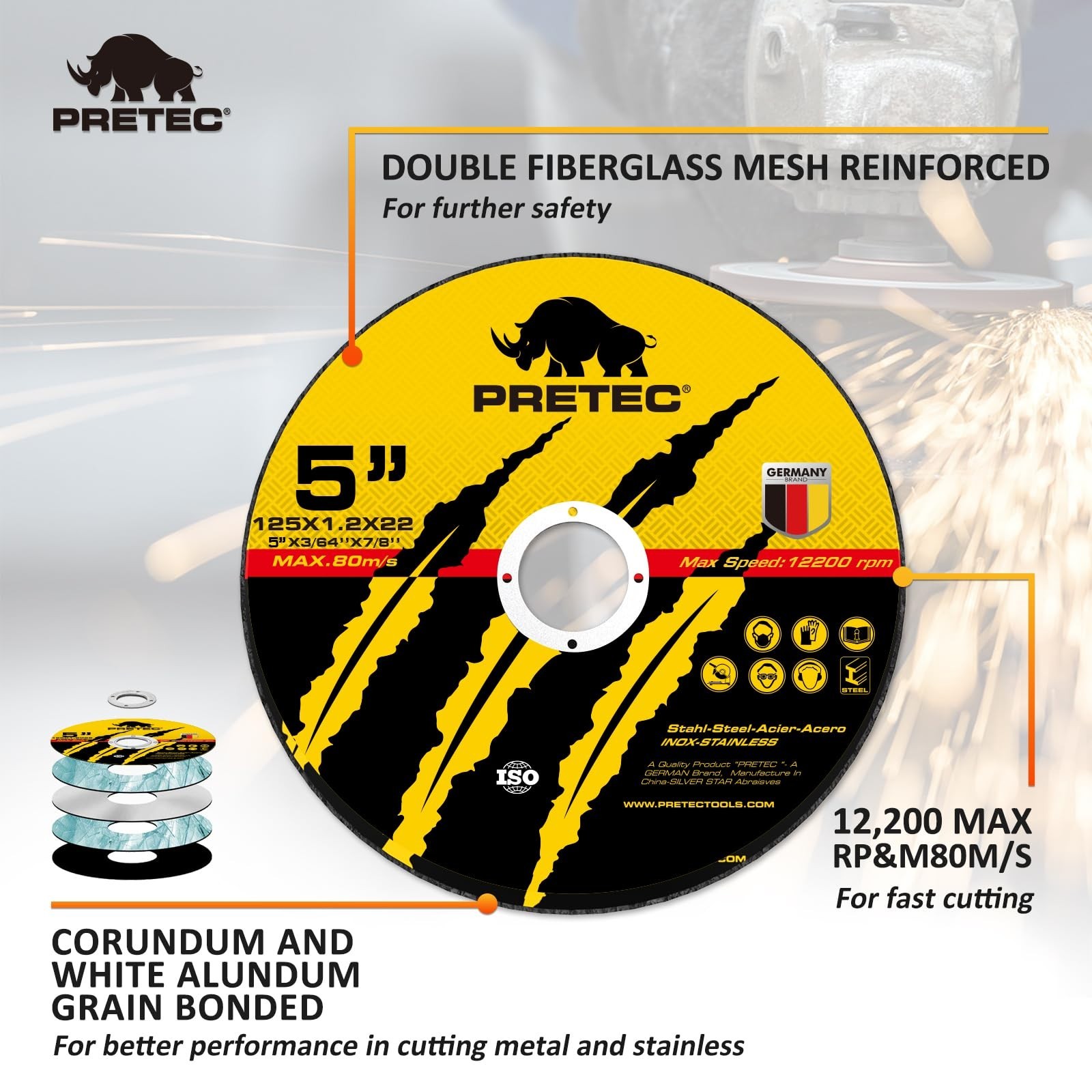 55-Pack 5 Inch Cut-Off Wheels,Professional Metal Cutting Discs for Angle Grinder