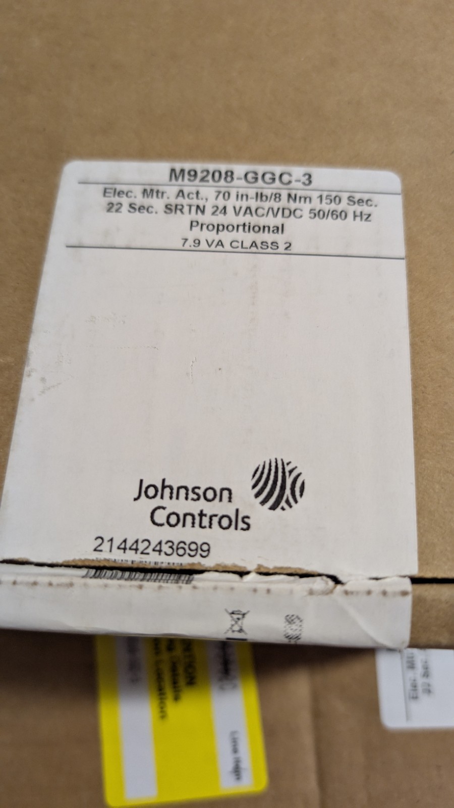 JOHNSON CONTROLS M9208-GGC-3 Electric Actuator,70 in.-lb.-40 to 140