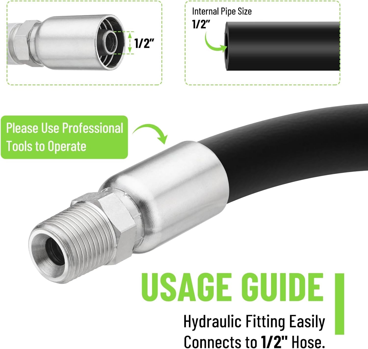 12-Pack 1/2″ Hose x 1/2″ NPTF Male Pipe Thread Hydraulic Hose End Crimp Fittings