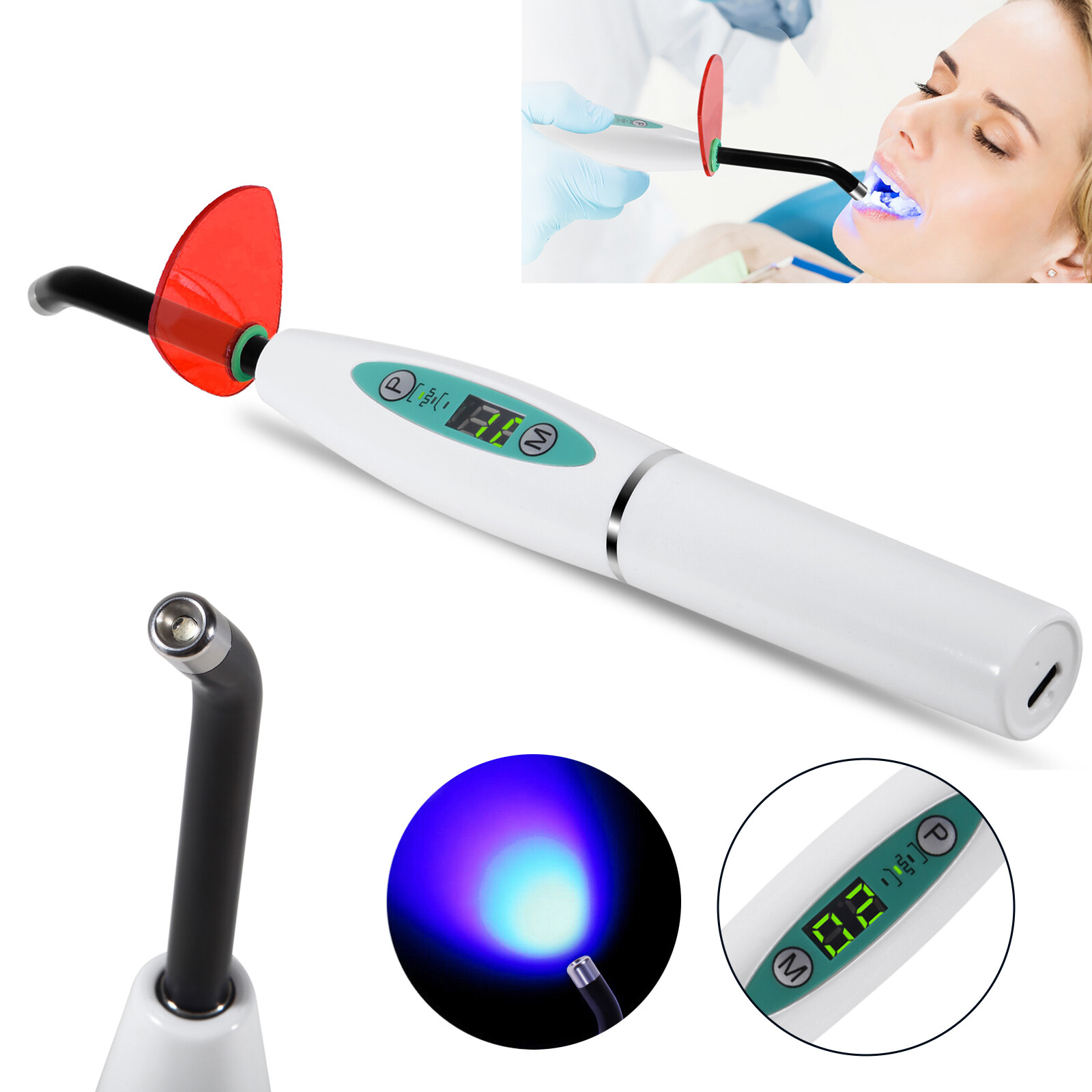 Dental Wireless Cordless LED Cure Curing Light Lamp 2000mw 5W Tool Resin Cure