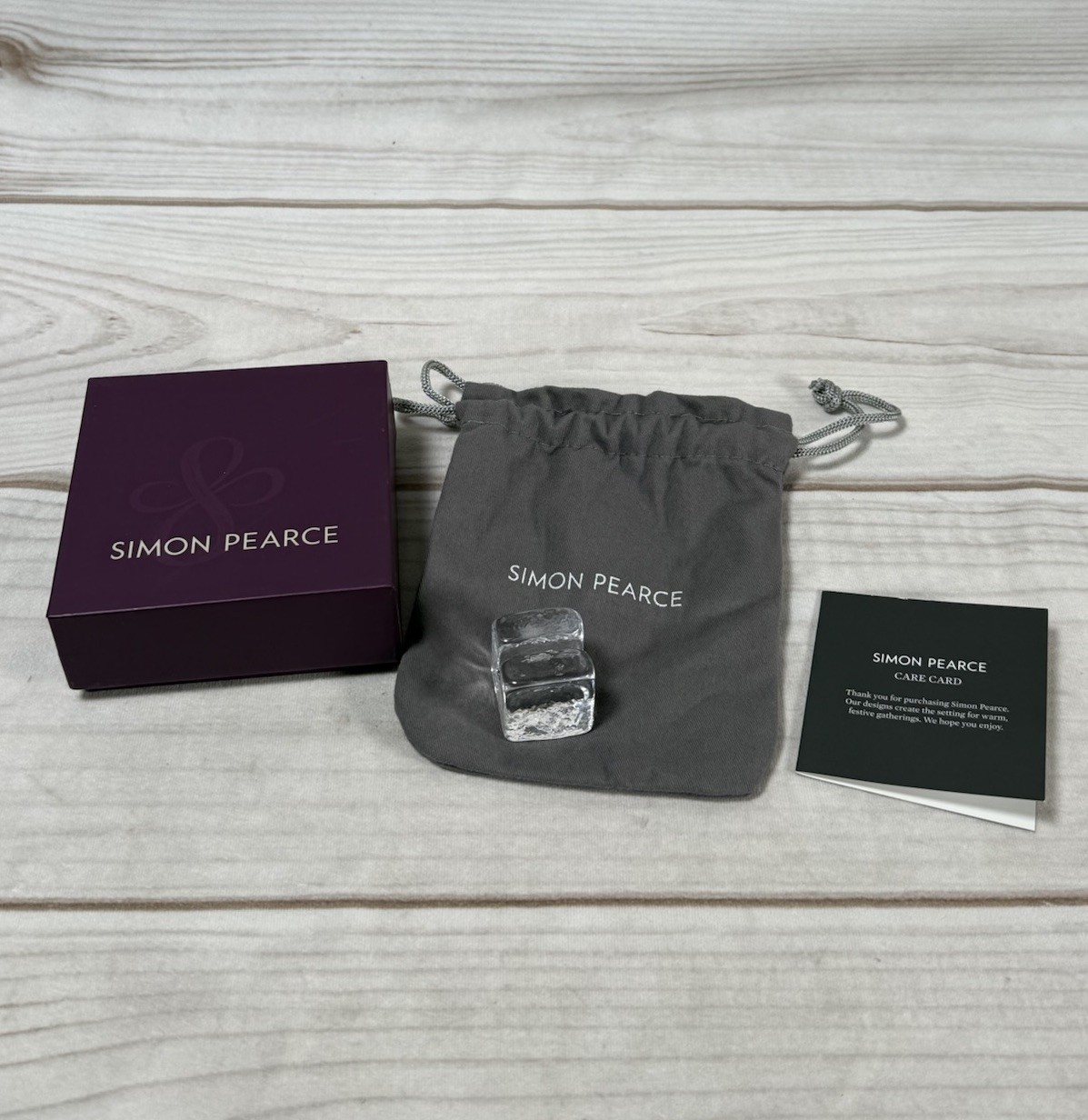 Simon Pearce Cube Glass Business Card Holder Paperweight
