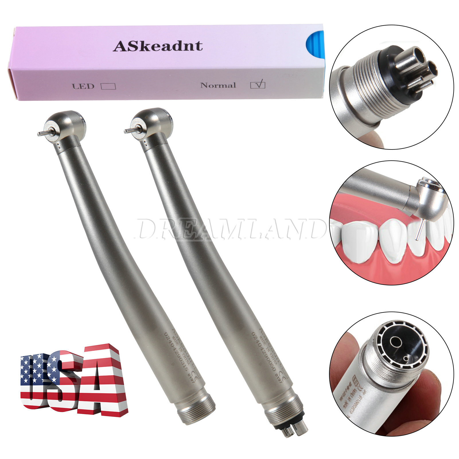 Dental High Speed (LED E-generator ) Handpiece 4Hole Burr Turbine NSK Style