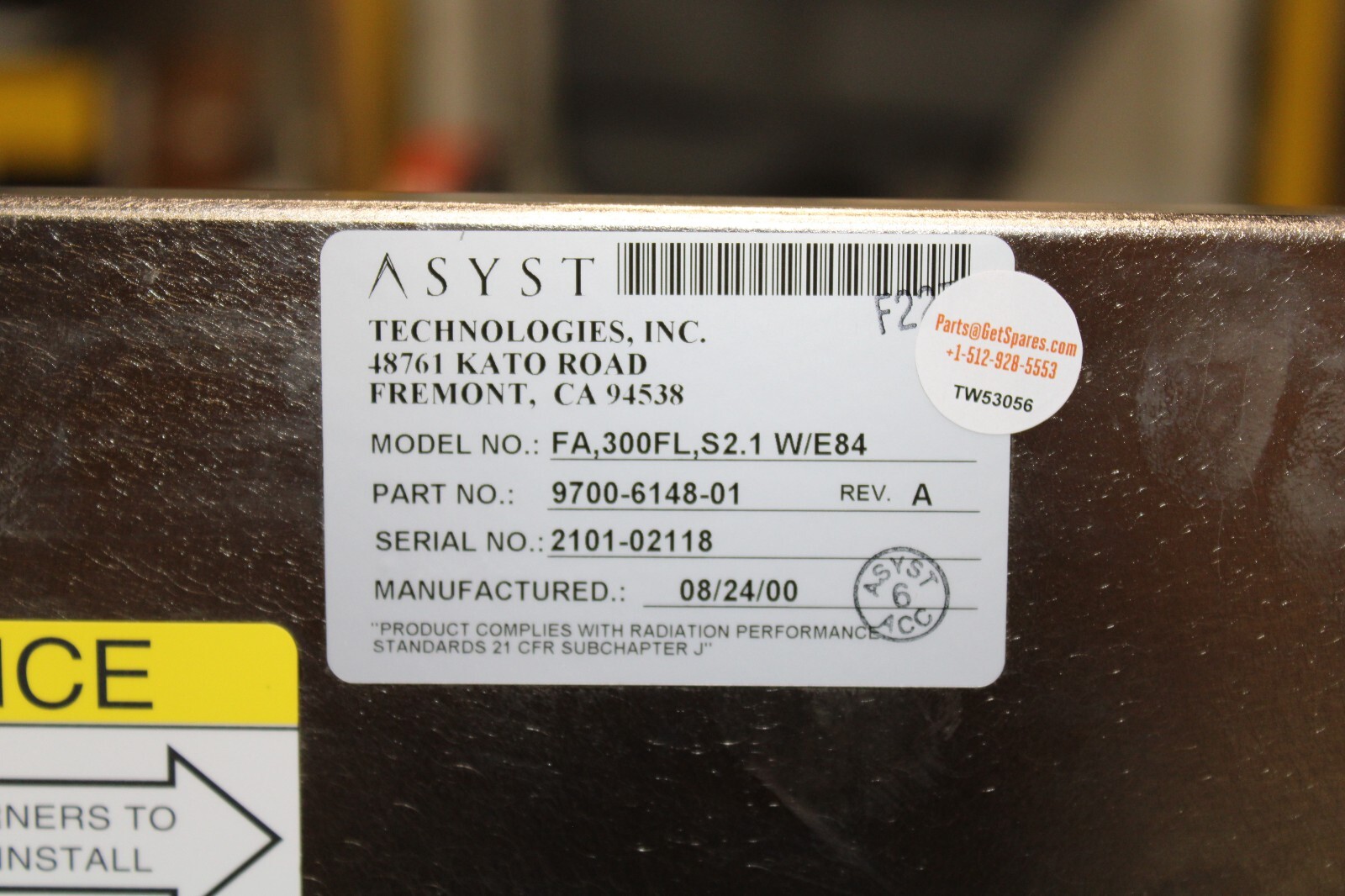 9700-6148-01 / LOADPORT, SMIF-300FL, FA, 300FL, S2.1 W/E84 / ASYST TECHNOLOGIES