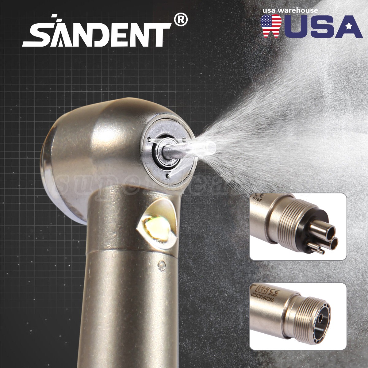 Dental High Speed Handpiece LED Type Turbine 2/4 Holes E-generator Triple Spray