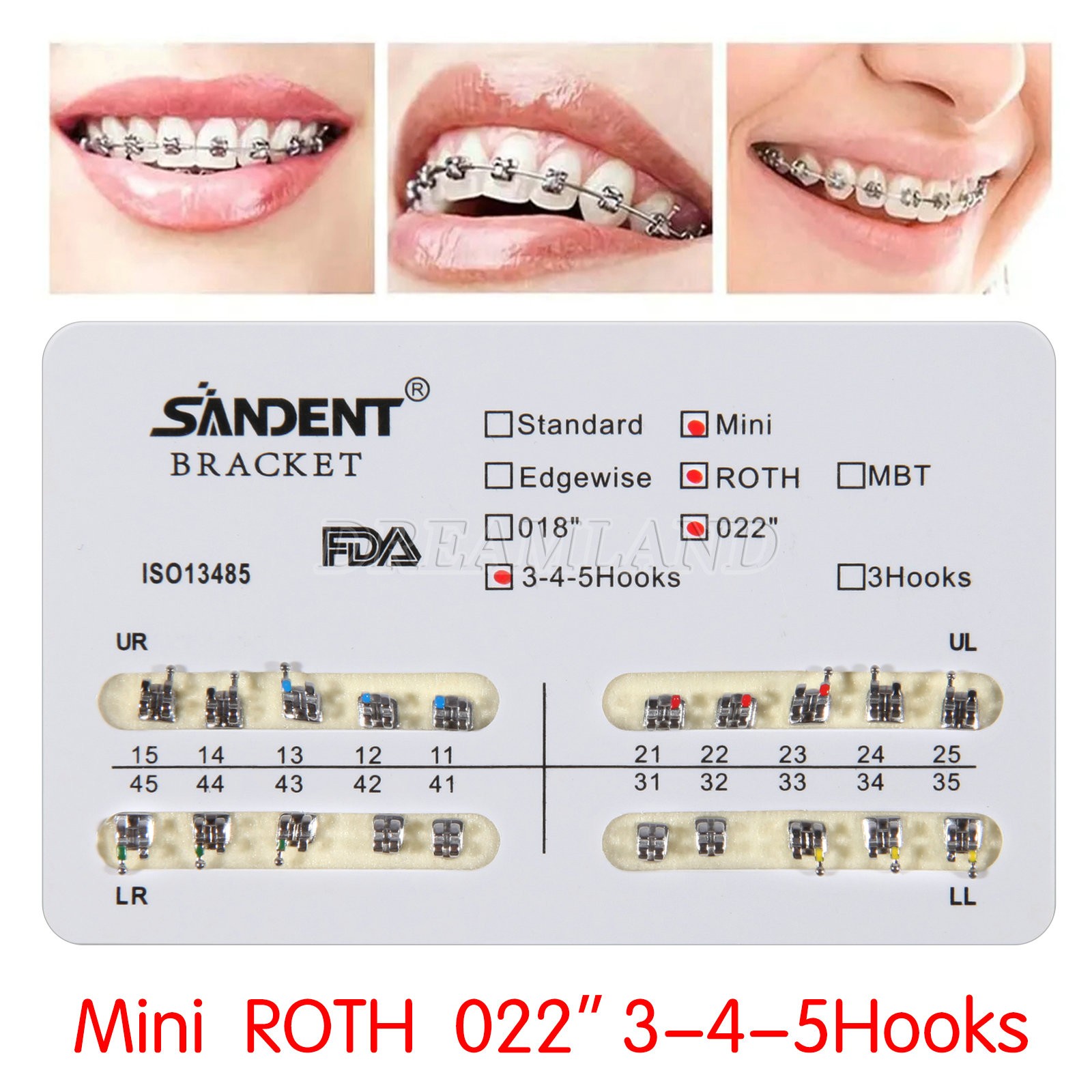 10Packs Dental Orthodontic Metal Brackets Braces Mini Roth.022 Hooks 345 Ortho