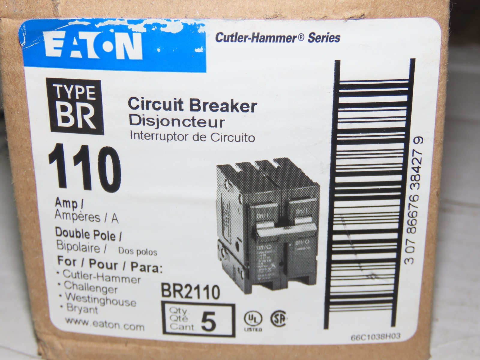 EATON BR2110 CIRCUIT BREAKER 110Amp 2 POLE 120/240V (Pack of 1)
