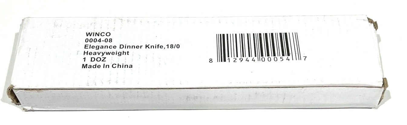 Winco Elegance Dinner Knife 18/0 Heavyweight 0004-08 (Box of 12)