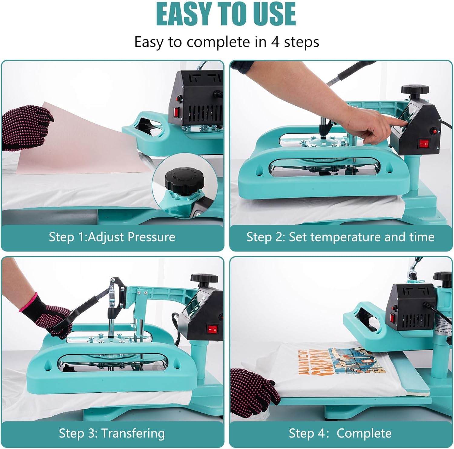 5 in 1 Heat Press Machine 15 x 15 in Sublimation Printer Transfer T-Shirt Mug
