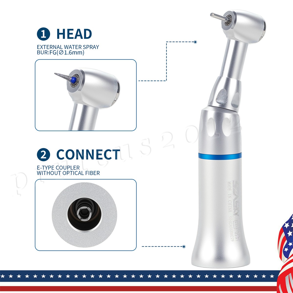 SEASKY Dental Contra Angle Handpiece FG 1.6mm E type Low Speed Push Button