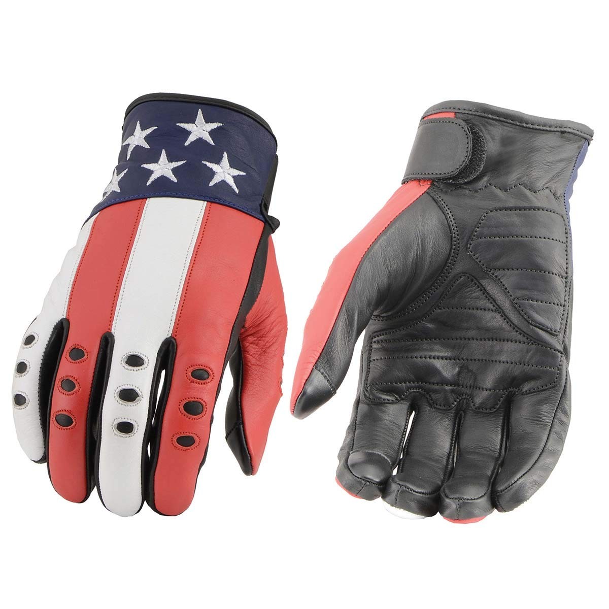 MG7527 Men’s ‘Stars and Stripes’ Leather Gloves with Touch Fingers (3X-Large)