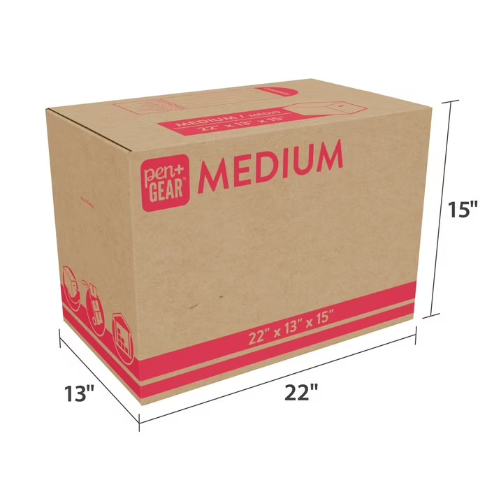 (10 pack) Pen+Gear Medium Moving Boxes, 22 in. L x 13 in. W x 15 in. H, Kraft