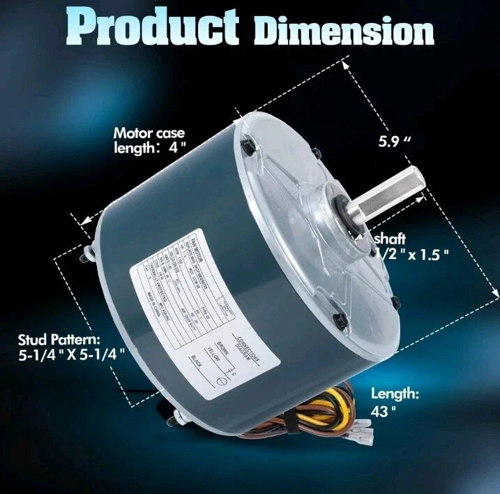 A/C Condenser Fan Motor 5KCP39EGS070S 1/4 hp, 1100 RPM, 208-230V GE