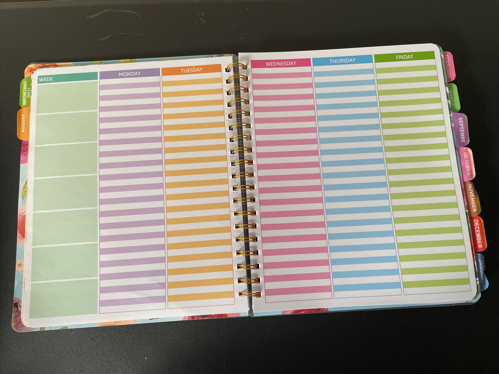 Undated Teacher Planner Daily Weekly Monthly Spiral Bloom Planner 11″×9″