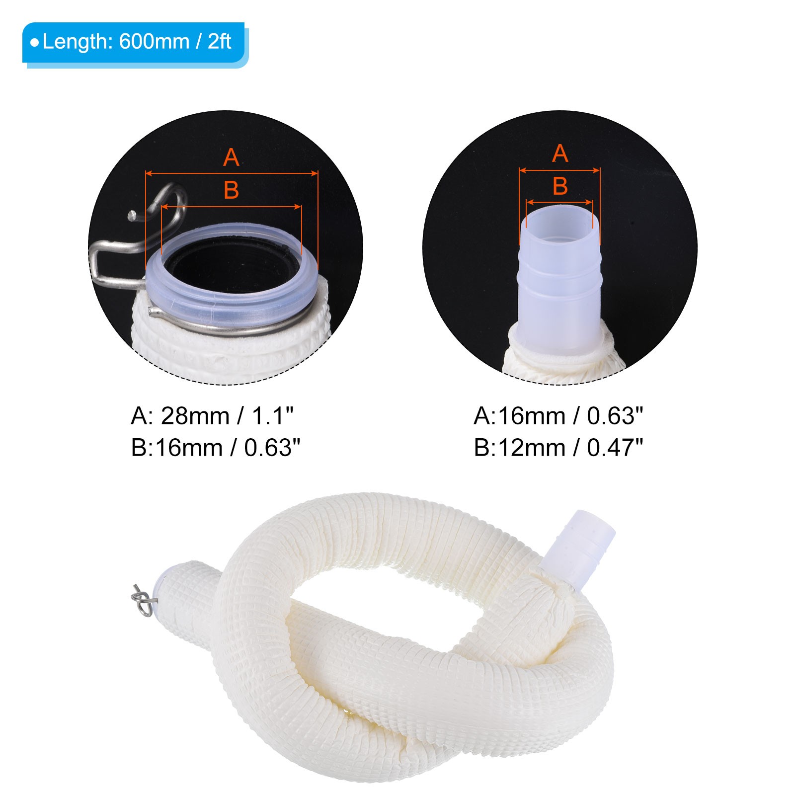 2ft Drain Hose Flexible Air Conditioner Water Pipe Insulated Universal Tube